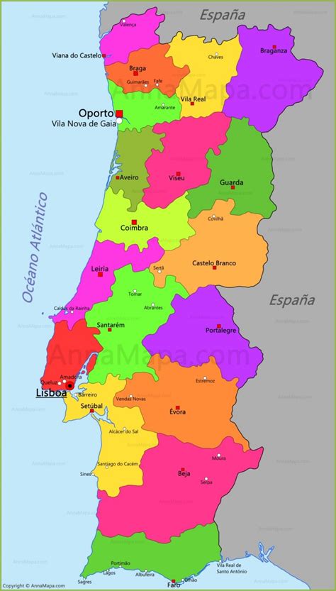 Resultado de imagen para mapa division politica portugal en. Mapa de Portugal - AnnaMapa.com