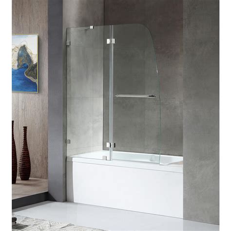 It is built from a hundred percentage wood and available height for shower set up is seventy two inches and 58 inches for bathtub installation. ANZZI Pacific 48 in. x 58 in. Frameless Hinged Bathtub ...