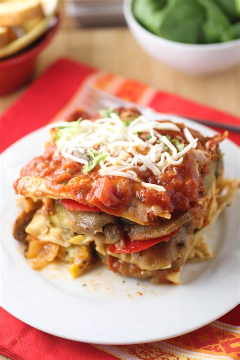 Roasted Vegetable Lasagna With Roasted Red Pepper Sauce