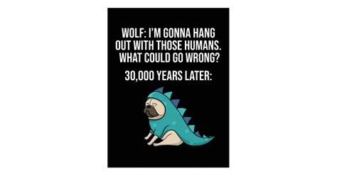 What Could Go Wrong Funny Wolf Pug Dog Meme Postcard