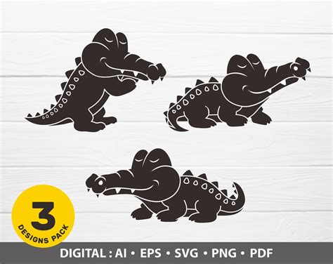 Alligator Silhouette Cartoon Svg Png Cute Crocodile Sticker Etsy