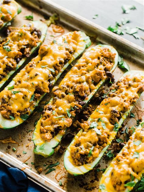 Microwave for 4 to 5 minutes or until almost tender. Stuffed Zucchini Boats with Ground Turkey | Recipe | Ground turkey recipes, Food recipes ...