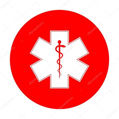 Medical Symbol Of The Emergency Or Star Of Life White Icon On Red
