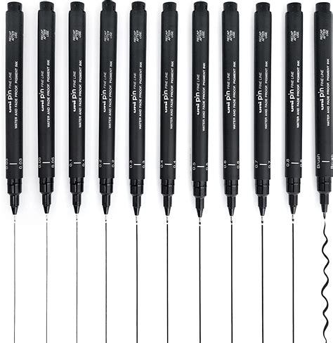 Buy Uni Pin Fineliner Drawing Pen Complete Set Of 11 Grades Black