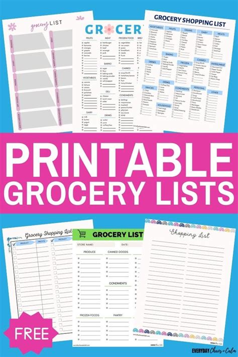 Free Printable Grocery Lists PDF Download