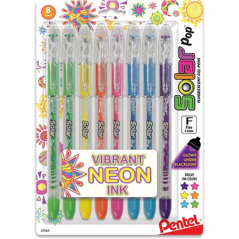Pentel Solar Pop Neon Gel Pen Set 8 Colors