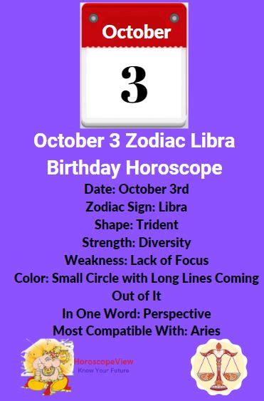 October 3 Zodiac Libra Birthday Horoscope