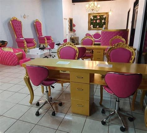 Queen Grey Beauty Tufted Double Manicure Table Salon Furniture Nail Bar Station Alibaba Salon