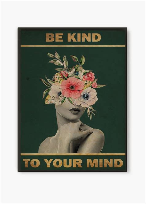 Be Kind To Your Mind Vintage Poster Minimalist Print Black Etsy