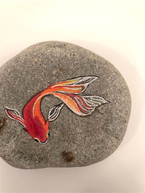 Koi Fish Painted Rock Etsy