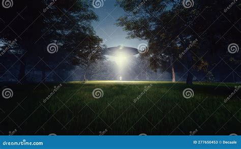 Man Being Abducted By Ufo Alien Abduction Concept 3d Rendering