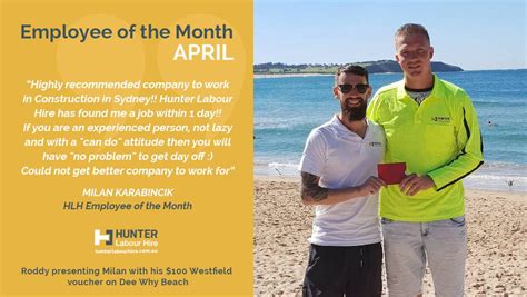 Employee Of The Month Apirl Hunter Labour Hire Sydney