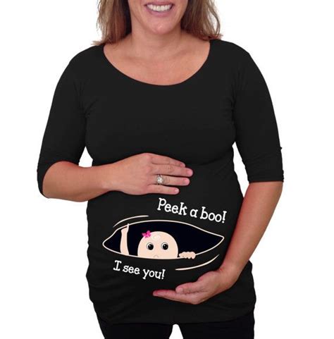 Maternity Very Cute Personalized Peek A Boo I By Djammarmaternity Cute Maternity Shirts