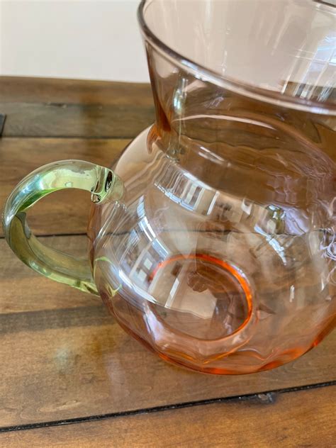 Vtg 90s Two Tone Colored Glass Pitcher Etsy