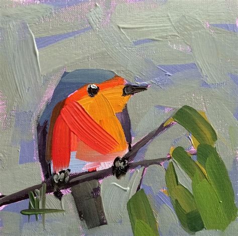 Robin No 158 Original Bird Oil Painting By Angela Moulton 6 X Etsy