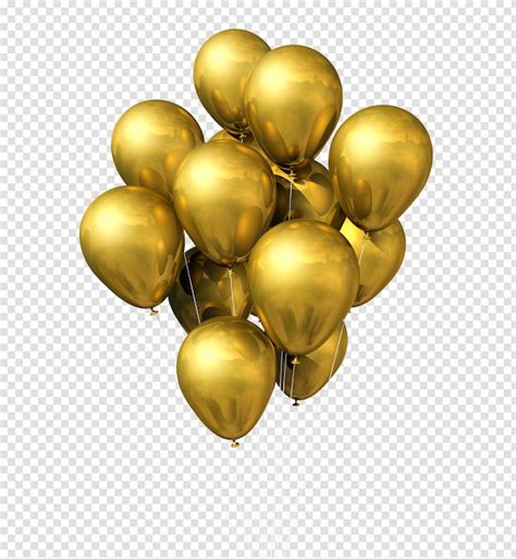Premium Psd Gold Balloons Group Isolated On White