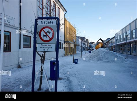 Pedestrianised Area In The Town Centre Kirkenes Finnmark Norway Europe