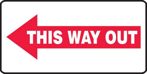 This Way Out Text In Left Arrow Safety Sign Mext538