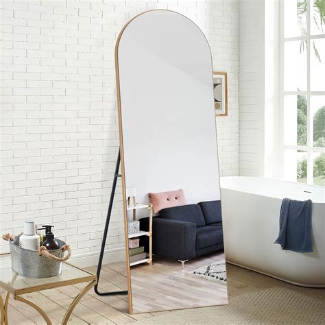 Neutype 71x24 Arched Full Length Mirror Floor Mirror With Stand Gold