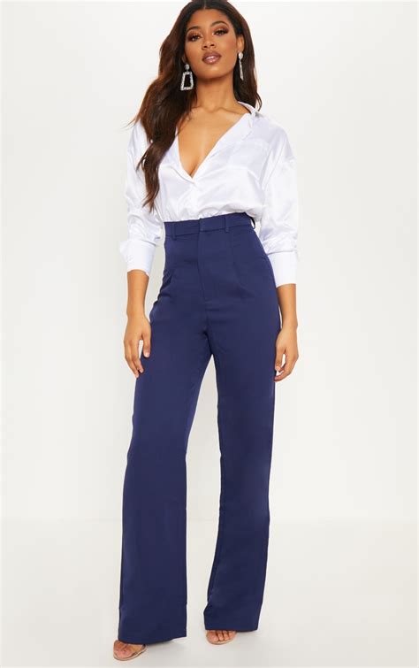 Tall Navy High Trousers Tall Prettylittlething