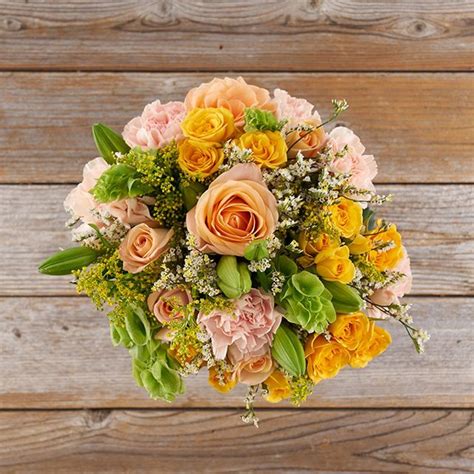 Bouquet Of Peach Roses And Carnations The Bouqs Co