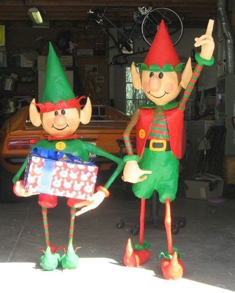 Whimsical Paper Mache Elves Elf Christmas Decorations Diy Christmas
