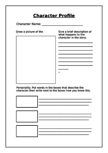 Writing A Character Profile Template Printable Templates