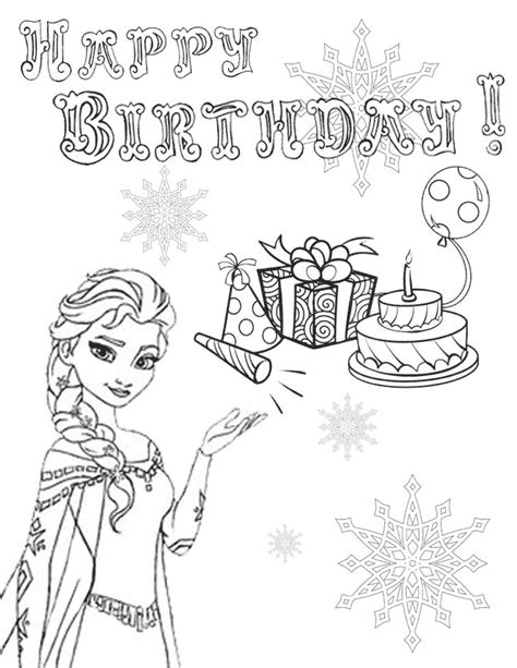 Frozen Elsa Coloring Pages Happy Birthday