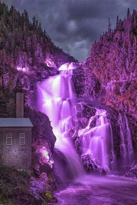 Purple Waterfall Beautiful Nature Beautiful Waterfalls