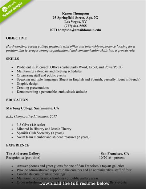 For students with little or no relevant work experience it can be difficult trying to get a job. Sample College Student Resume - Collection - Letter Templates