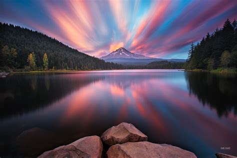 Mt Hood Sunset From Trillium Lake By Frank Delargy