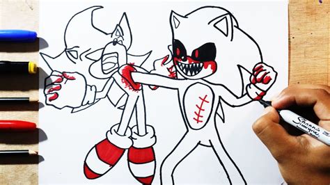 Como Dibujar A Sonic Exe Vs Dark Sonic Youtube