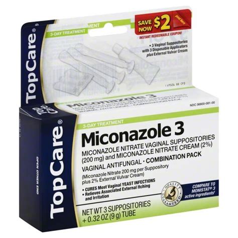 Topcare Miconazole 3 3 Day Treatment Combination Pack Hy Vee Aisles
