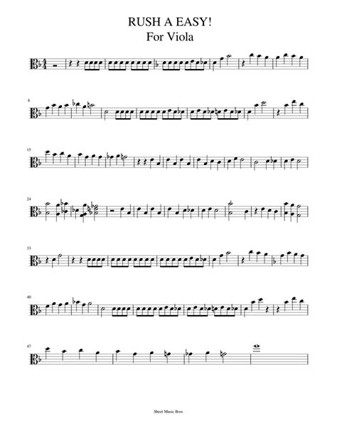 Rush But Its Easy For Viola Sheet Music For Viola Solo