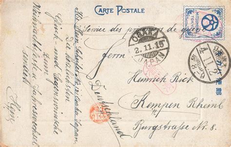 kiautschou 1915 wwi osaka prisoner of war camp pow postcard to kempen