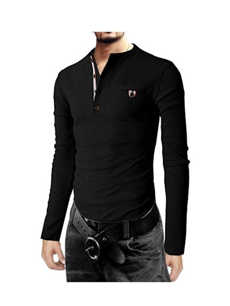 Skylinewears Mens Thermal Slim Fit Fashion Casual Henley Cotton Long