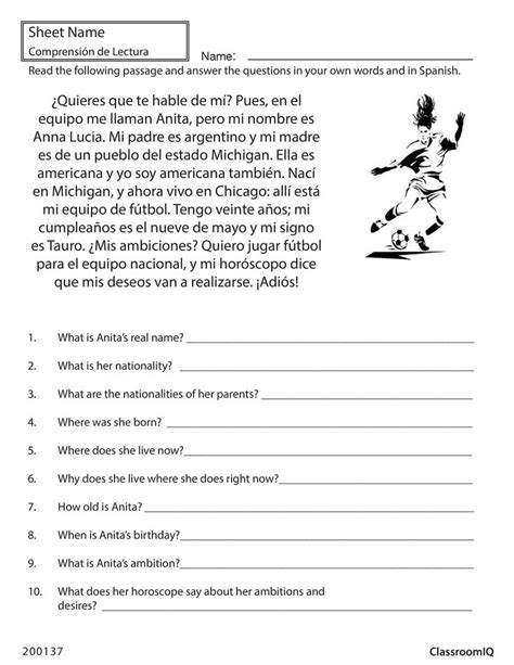 Write special and alternative questions to the answers упражнение 10. Read Spanish passage and answer questions in English # ...