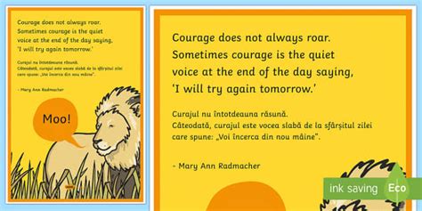 Courage Does Not Always Roar Motivational Poster Englishromanian Courage