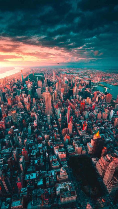 Download Aerial City Sunset Iphone Wallpaper