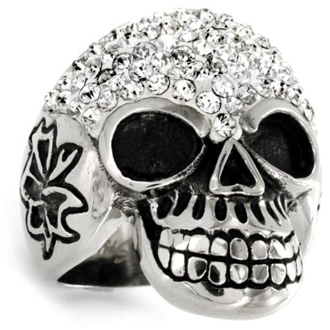 Shop Stainless Steel Cubic Zirconia Skull Ring Free Shipping On