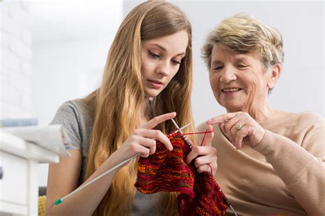Lesson Of A Knitting With Grandma Stock Photo Download Image Now
