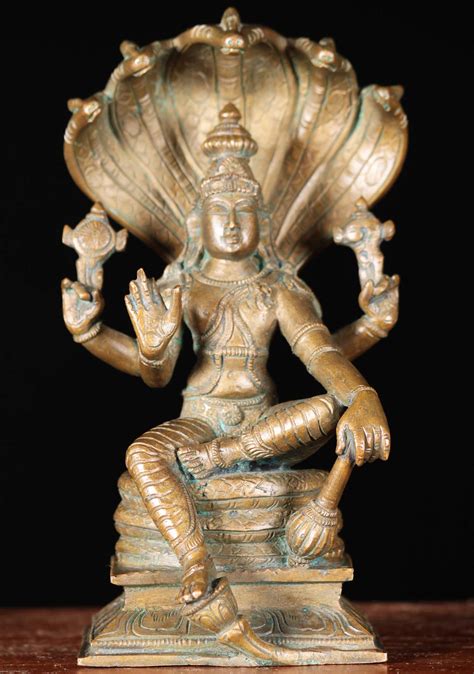 SOLD Bronze Vishnu Seated On Ananta Sesha B Hindu Gods