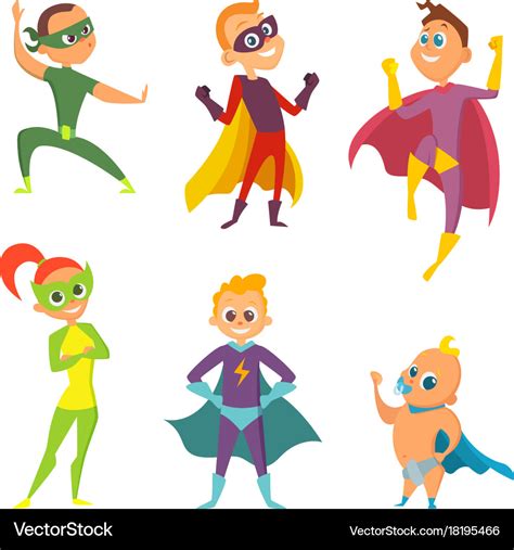Costume Of Superheroes Kids Cartoon Royalty Free Vector