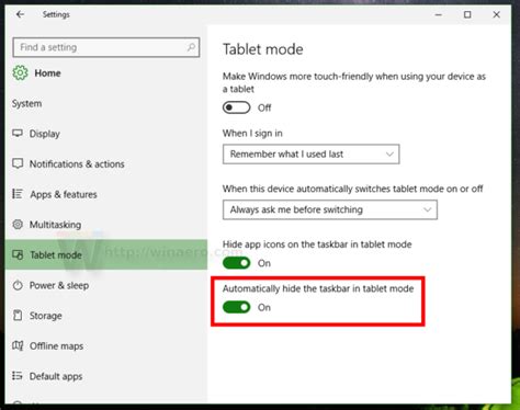Make Taskbar Auto Hide In Tablet Mode Of Windows 10