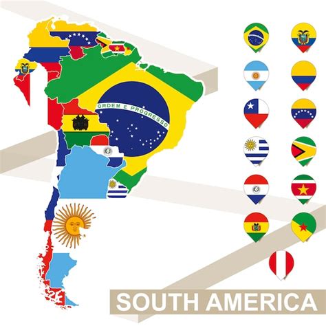 Mapa Da Am Rica Do Sul Com Bandeiras Mapa Da Am Rica Do Sul Colorido Com Sua Bandeira