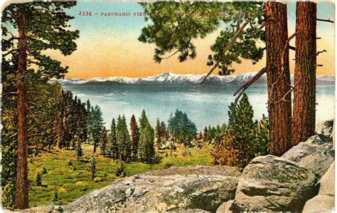 Lake Tahoe Sierra Nevada Mountains Glenbrook Nevada Vintage Postcard