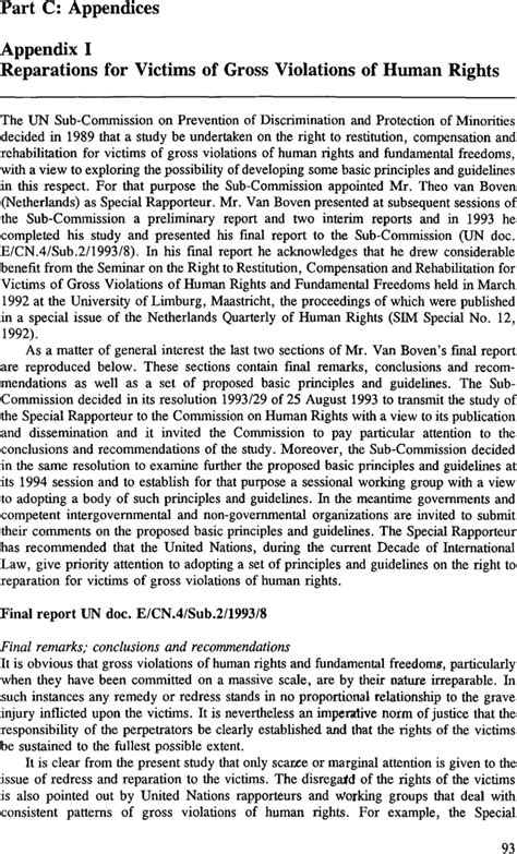 Appendix I Reparations For Victims Of Gross Violations Of Human Rights 1994