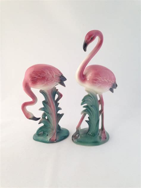 Vintage Flamingo Figurine Collectible Mid Century Flamingo Pair