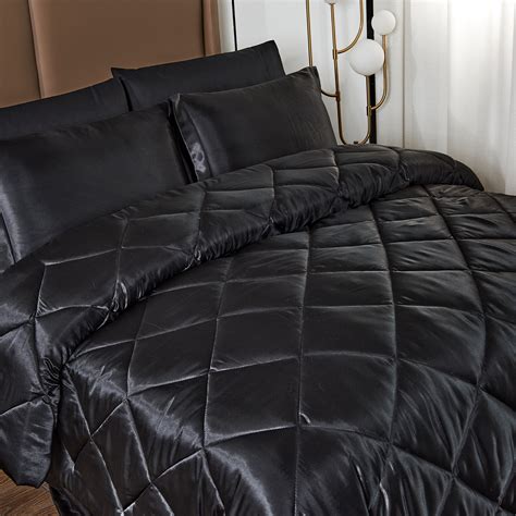 jml luxury satin 8 piece comforter set queen silky satin bed in a bag comforter set