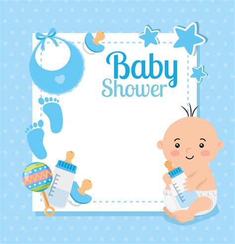 Baby Shower Card With Baby Boy And Decoration 3125765 Vector Art At